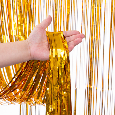 Metallic Foil Fringe Curtain Modern Party Supplies With Creative Design Eco Friendly