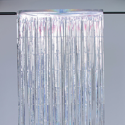 Festive Laser Foil Fringe Curtain Wall Mounted Multi Color PET Holiday Supplies