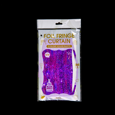 Wall Mounted Glitter Laser Rain Curtain PET Purple Foil Curtain Holiday Decor With Exquisite Designs