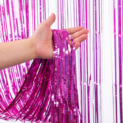 Laser Foil Curtain Fringe Dekorasi Pesta Natal Indoor / Outdoor Waterproof PET