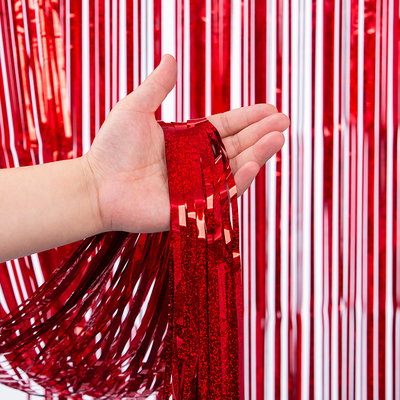 Eye Catching Multi Color PET Metallic Fringe Curtain For Chirstmas Fringe Backdrop