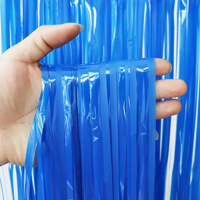 PET Waterproof Fluorescent Blue Foil Fringe Curtain Customized Indoor Outdoor Festive Decor