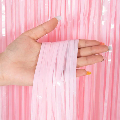 Customizable Waterproof Fluorescent Pink Foil Fringe Curtain Festive Occasion Decoration Eco Friendly