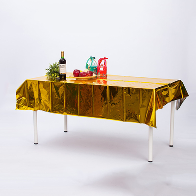 Rectangular Gold Foil Table Cover PET Aluminum Film For Modern Birthday Party Decoration