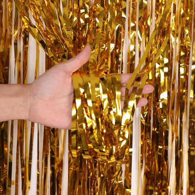 Vibrant Plastic Party Fringe Curtain Gold Foil Backdrop Adds Surprise And Fun To Events
