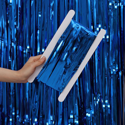 Azul Navidad Moderna Lluvia Seda Folieta Azul Fondo de Fiestas Coloridas Cortinas de Tintin Para Eventos Creativos