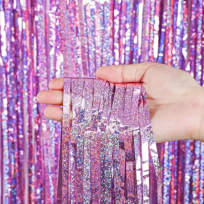 Multi Color Glitter laser foil curtain Wall Mounted Festival Decoration Featuring PET